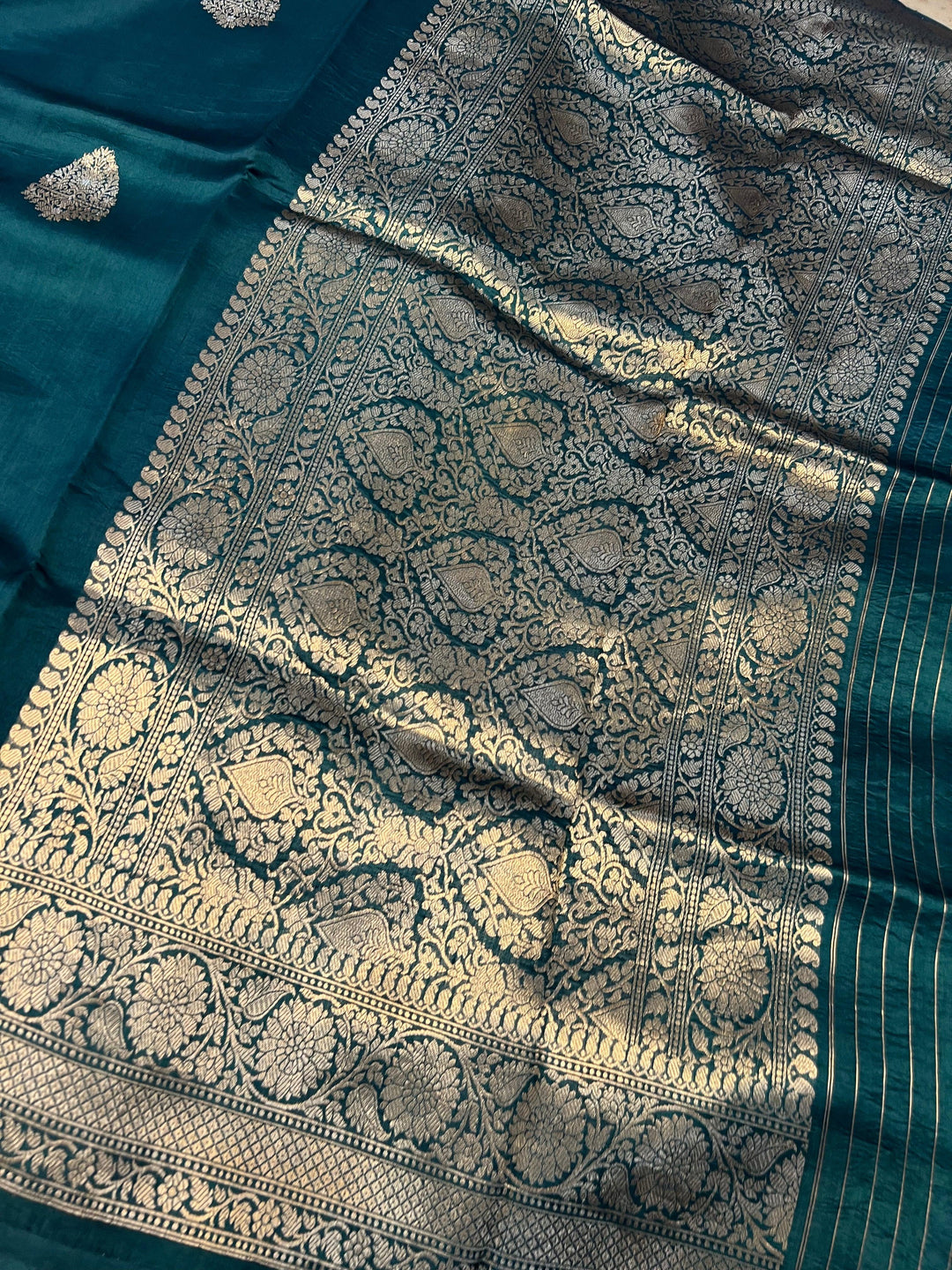 Rama Green Pure Banarasi Handloom Silk Saree - Aura Benaras