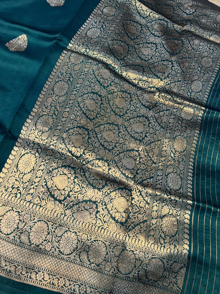 Rama Green Pure Banarasi Handloom Silk Saree - Aura Benaras