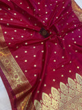 Rani Pink Banarasi Handloom Satin Silk Saree - Aura Benaras