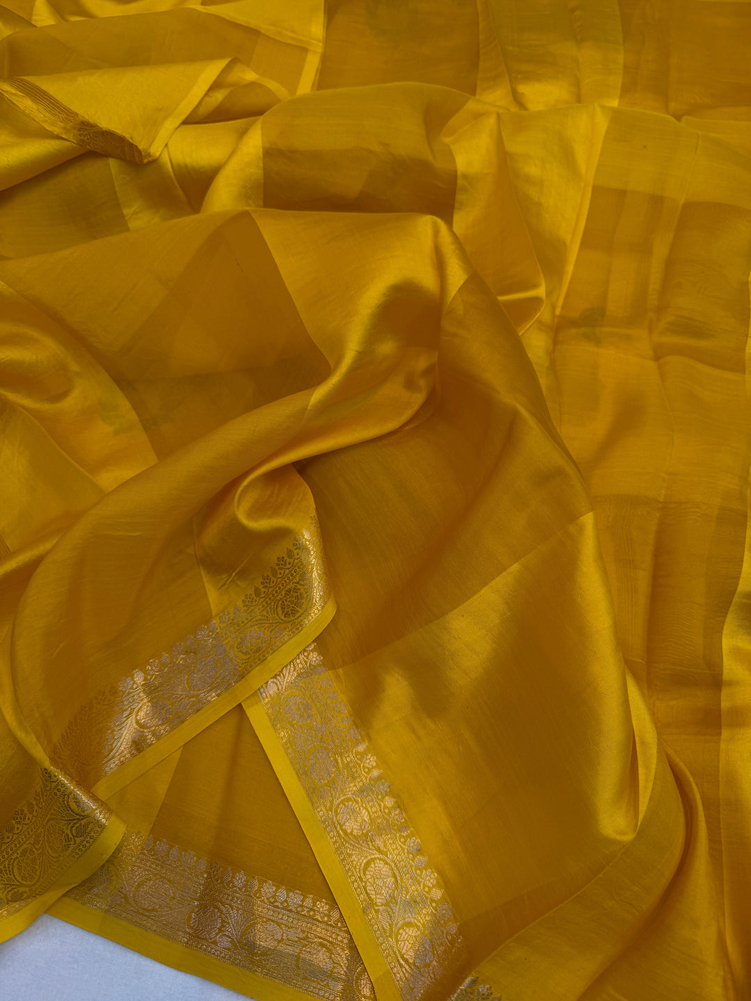 Yellow Pure Silk Handloom Banarasi Saree