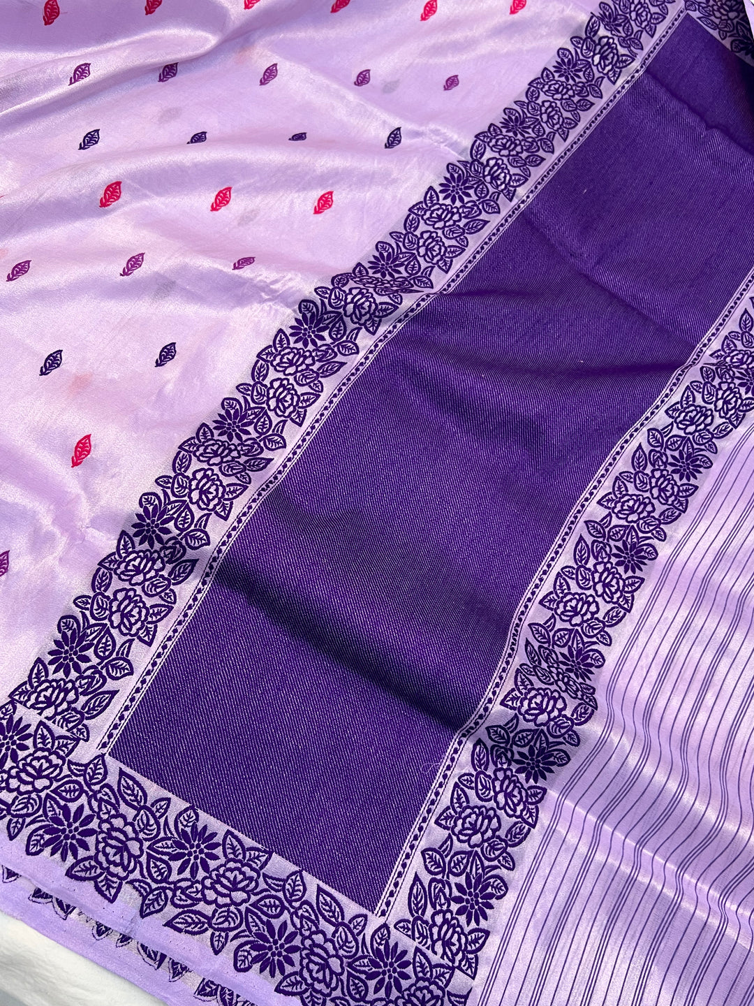 Purple Pure Katan Tissue Silk Handloom Banarasi Saree