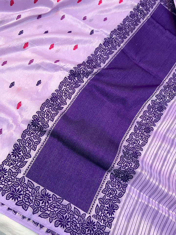 Purple Pure Katan Tissue Silk Handloom Banarasi Saree