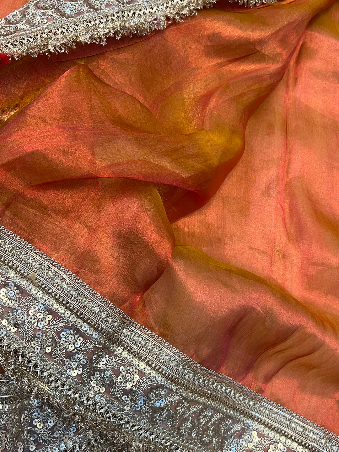 Orange Pure Tissue Silk Handloom Banarasi Saree