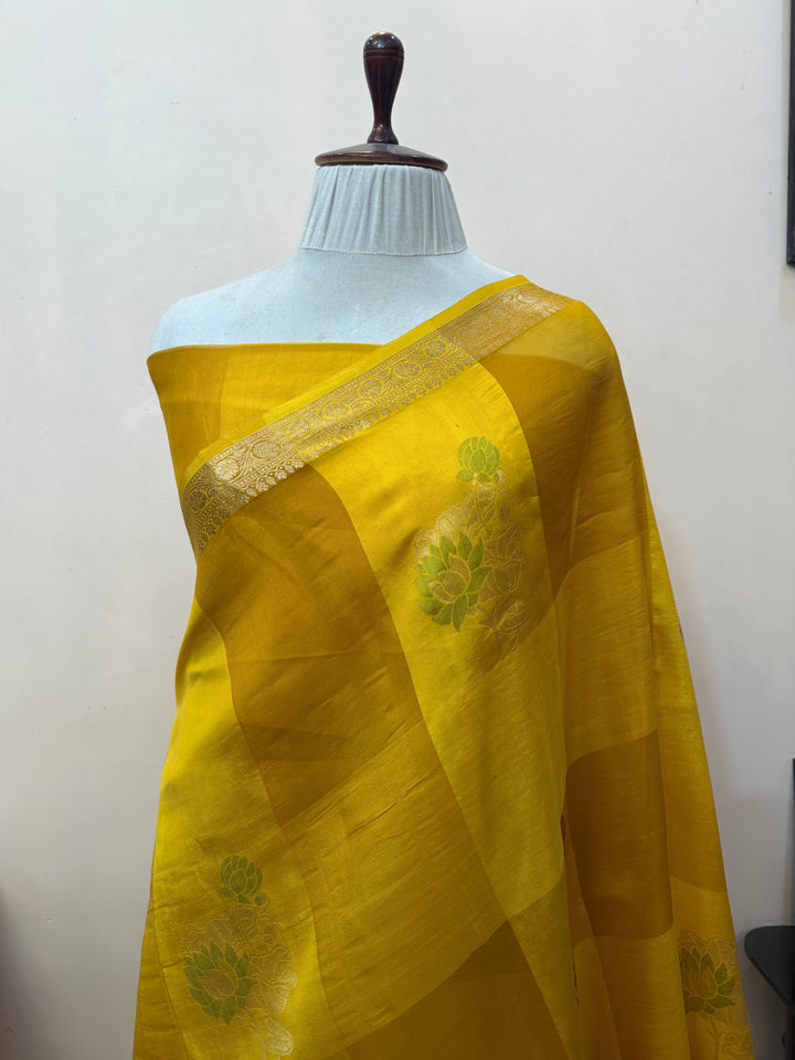 Yellow Pure Silk Handloom Banarasi Saree