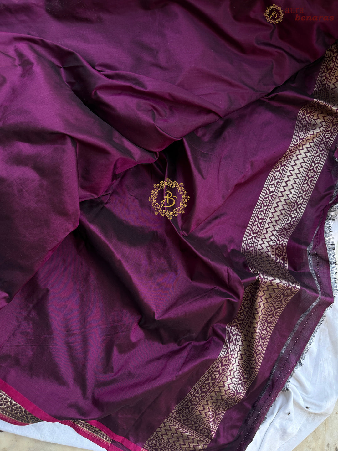 Wine Pure Katan silk Handloom Banarasi Saree