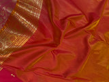 Orangish Pink  Banarasi Handloom Satin Silk Saree - Aura Benaras