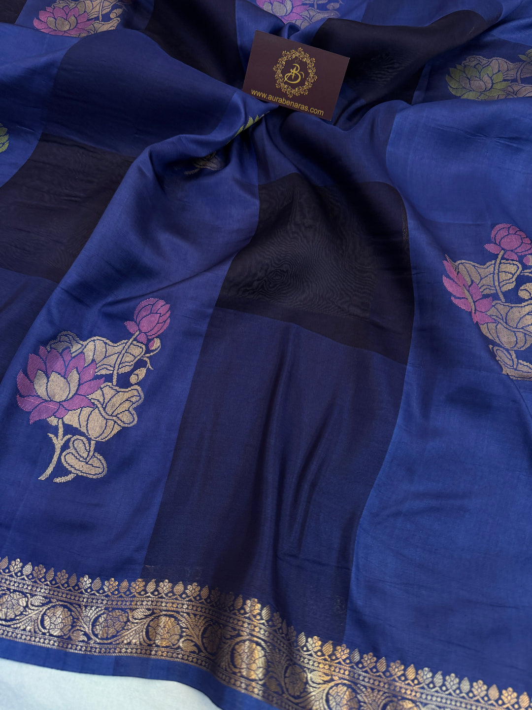 Navy Blue Pure Silk Handloom Banarasi Saree