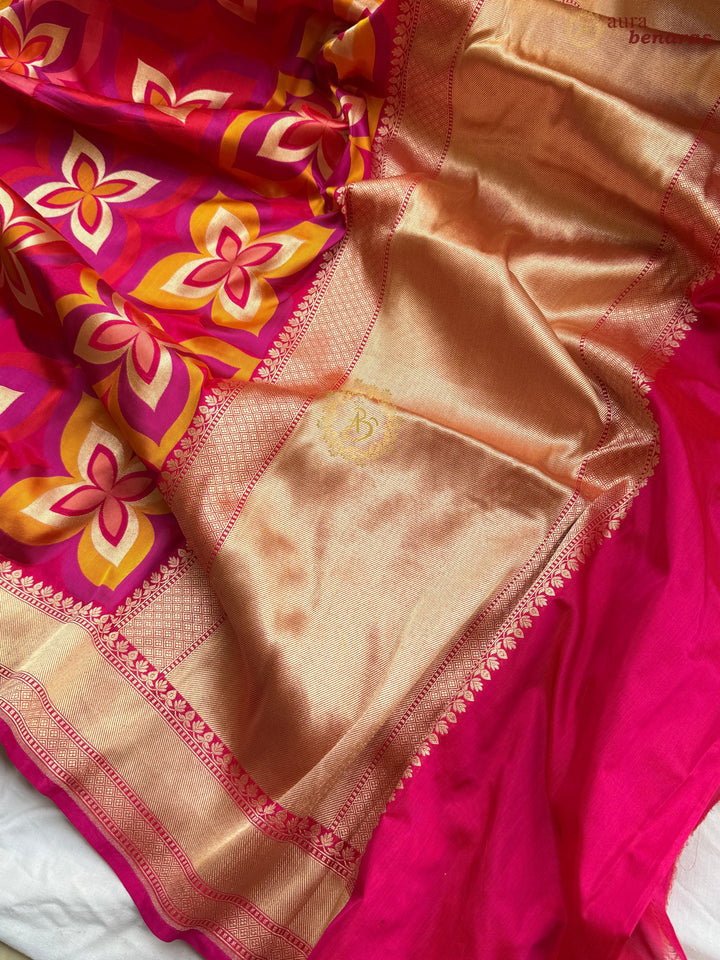 Rani Pink Rangkaat Pure Katan Silk Banarasi Handloom Saree