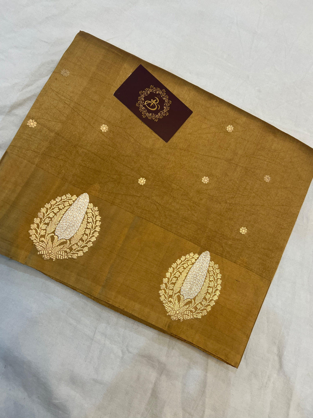 Mustard Golden Pure Banarasi Handloom Silk Saree - Aura Benaras