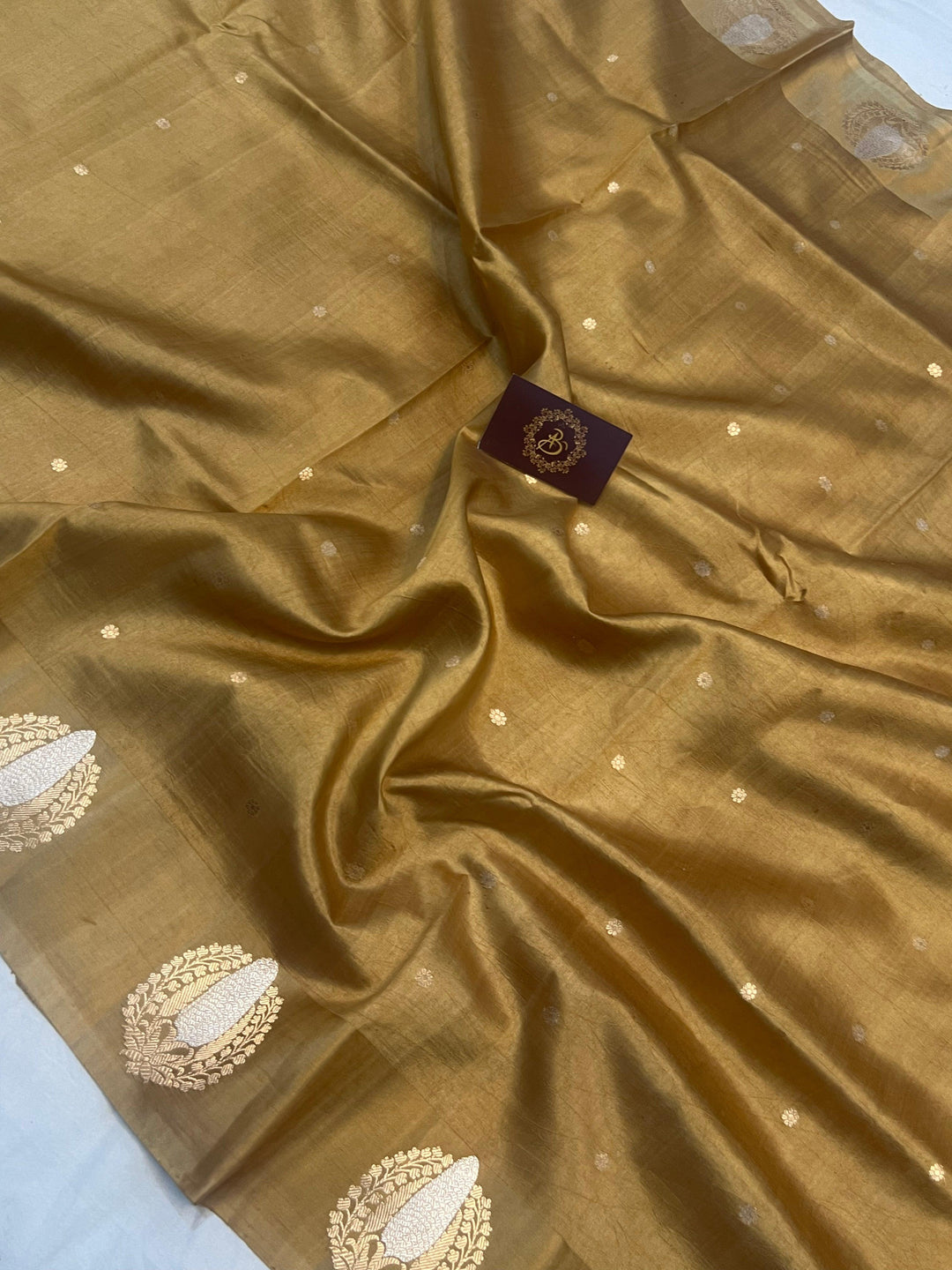 Mustard Golden Pure Banarasi Handloom Silk Saree - Aura Benaras