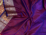 Purple Banarasi Handloom Satin Silk Saree - Aura Benaras