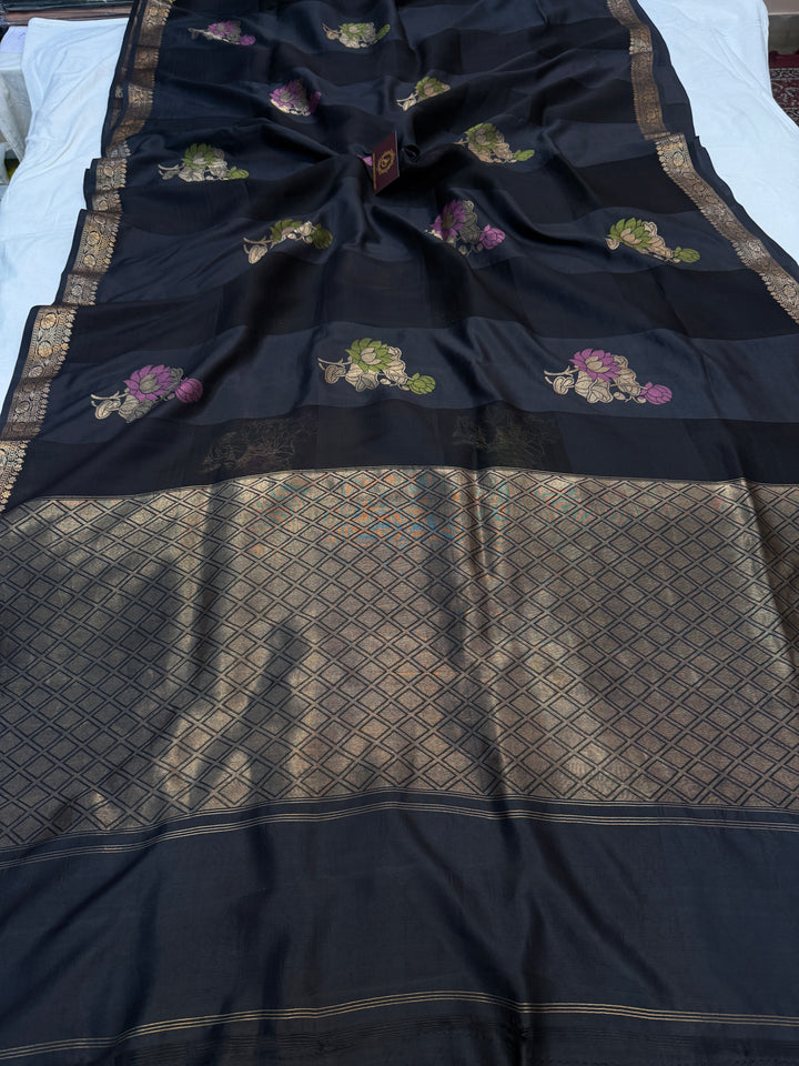 Black Pure Silk Handloom Banarasi Saree
