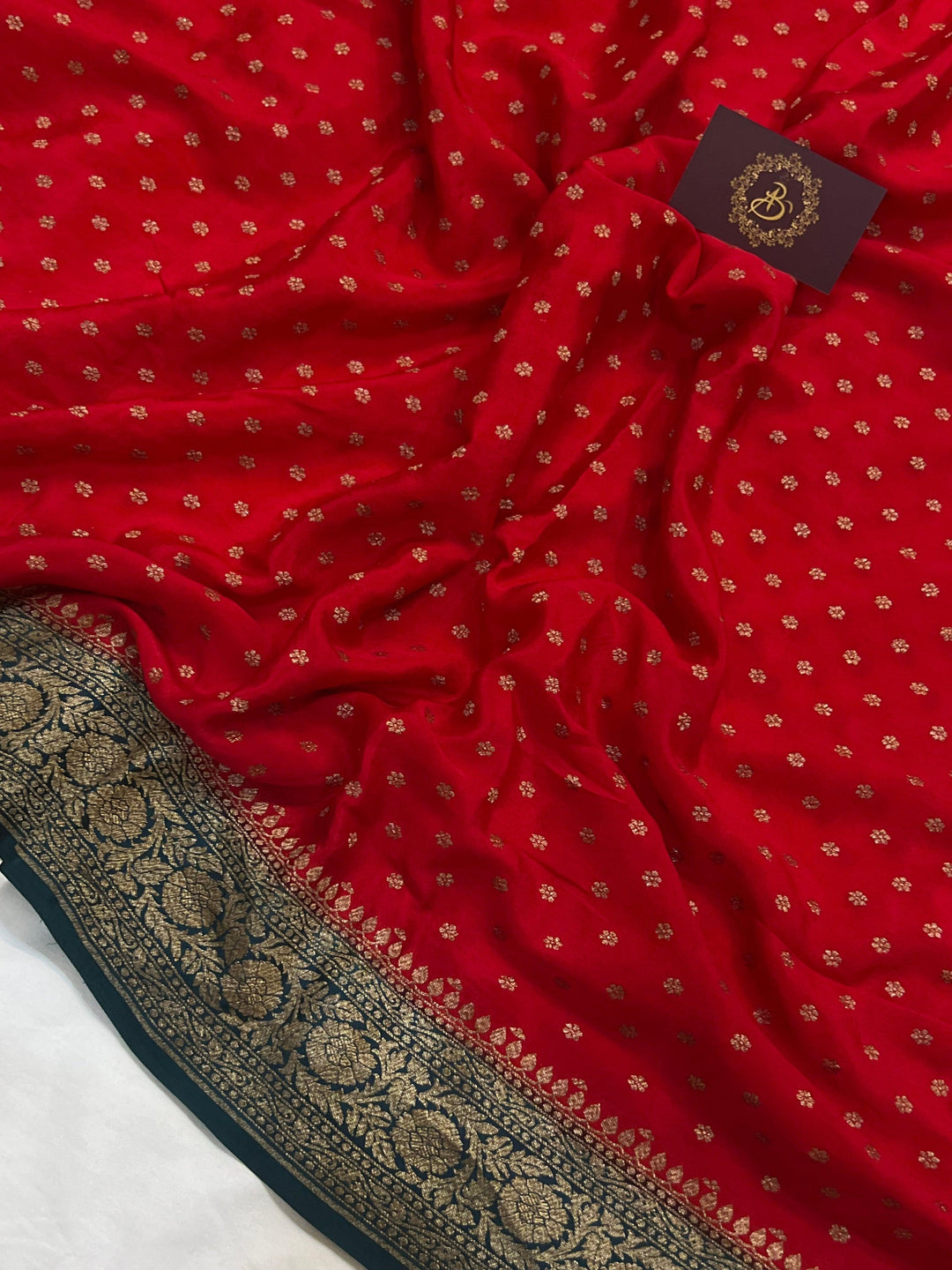 Red Pure Banarasi Khaddi Crepe Silk Saree - Aura Benaras