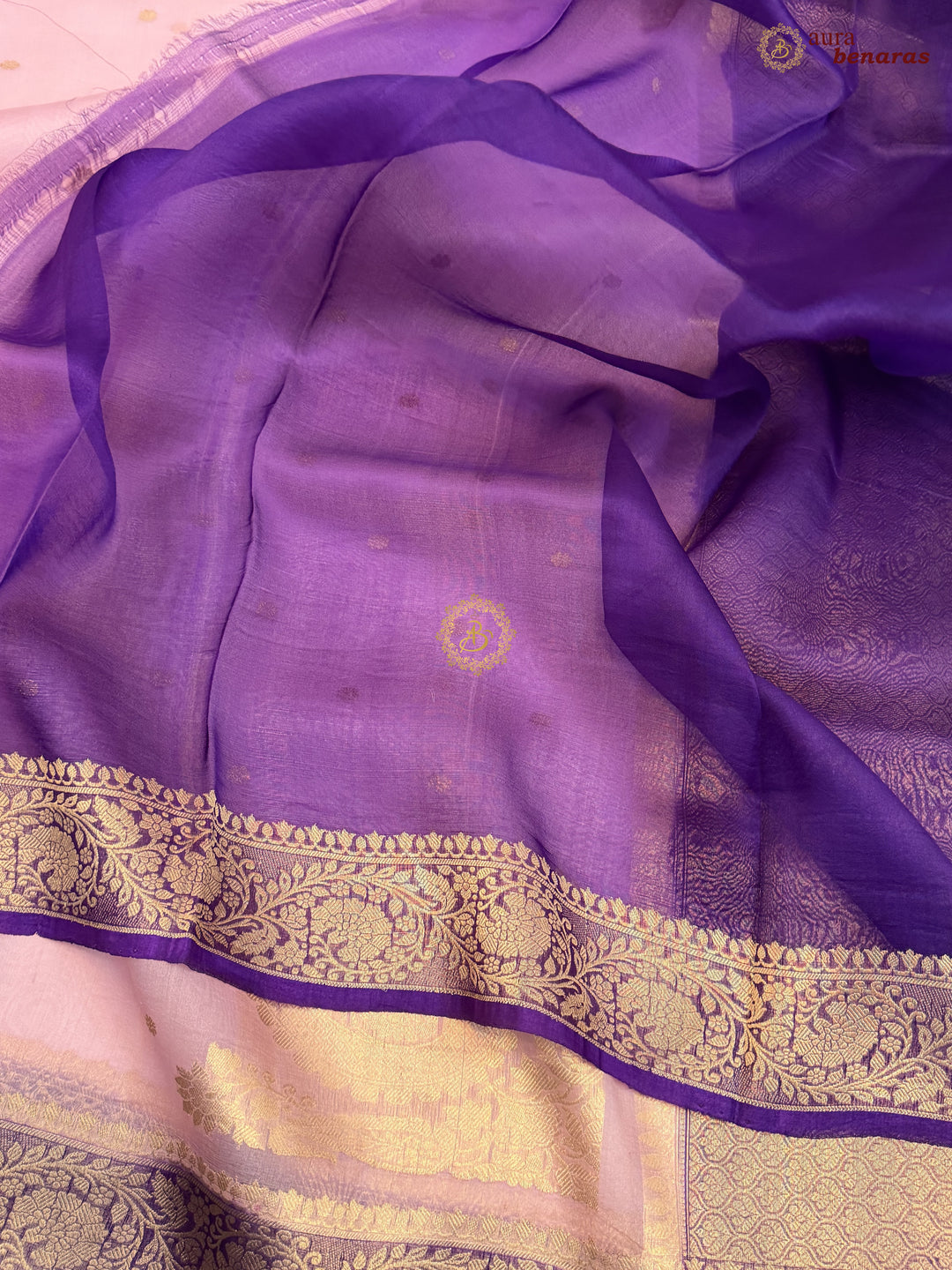 Baby Pink Pure Kora Silk Banarasi Saree with Konia