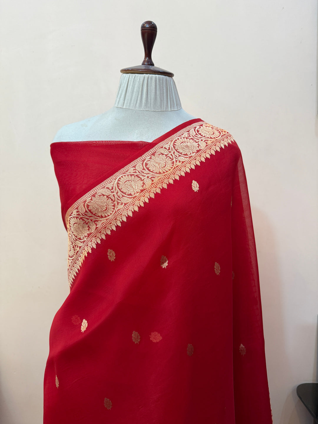 Red Banarasi Handloom Kora Silk Saree