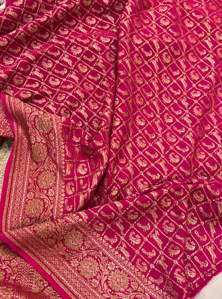 Pastel Grey Pure Banarasi Khaddi Crepe Silk Saree - Aura Benaras