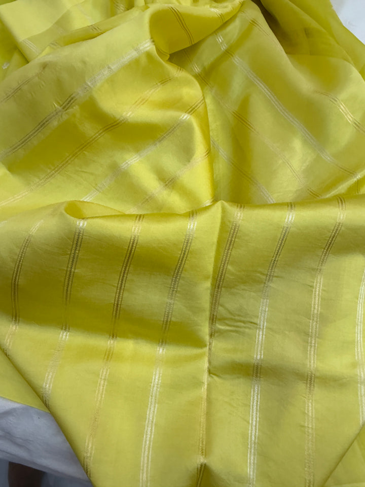 Lemon Yellow Pure Kora Silk Handloom Banarasi Saree