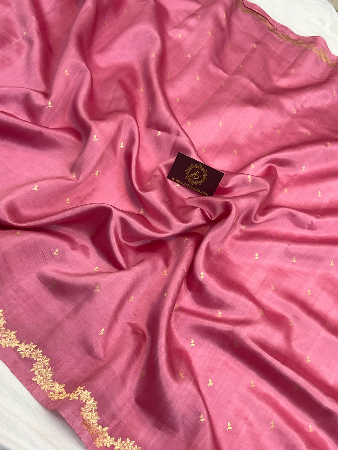 Pastel Pink Pure Silk Handloom Banarasi Saree