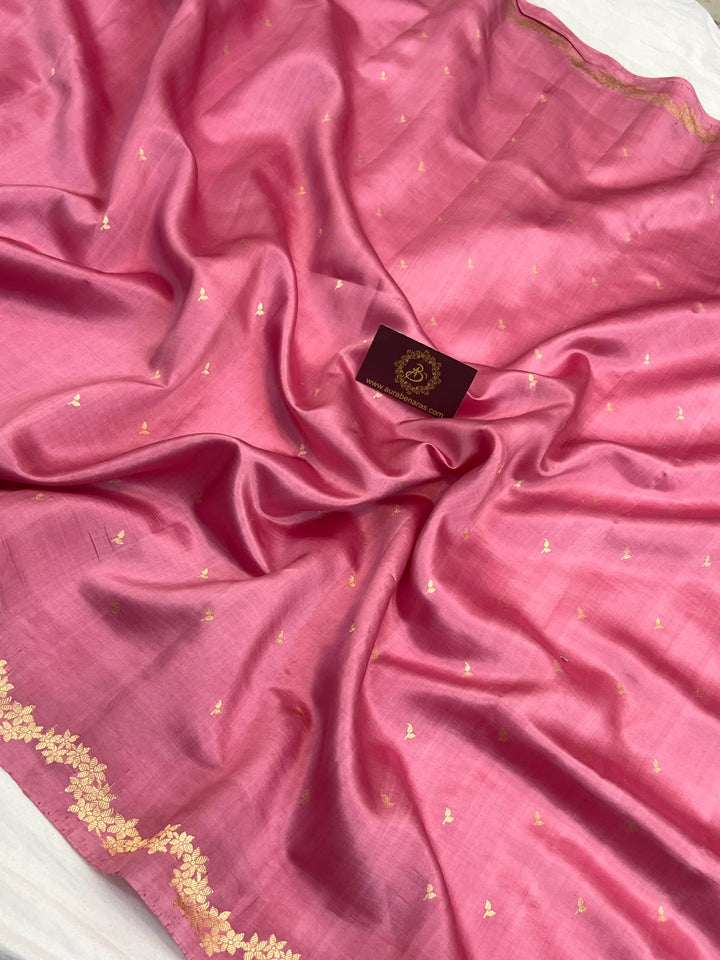 Pastel Pink Pure Silk Handloom Banarasi Saree