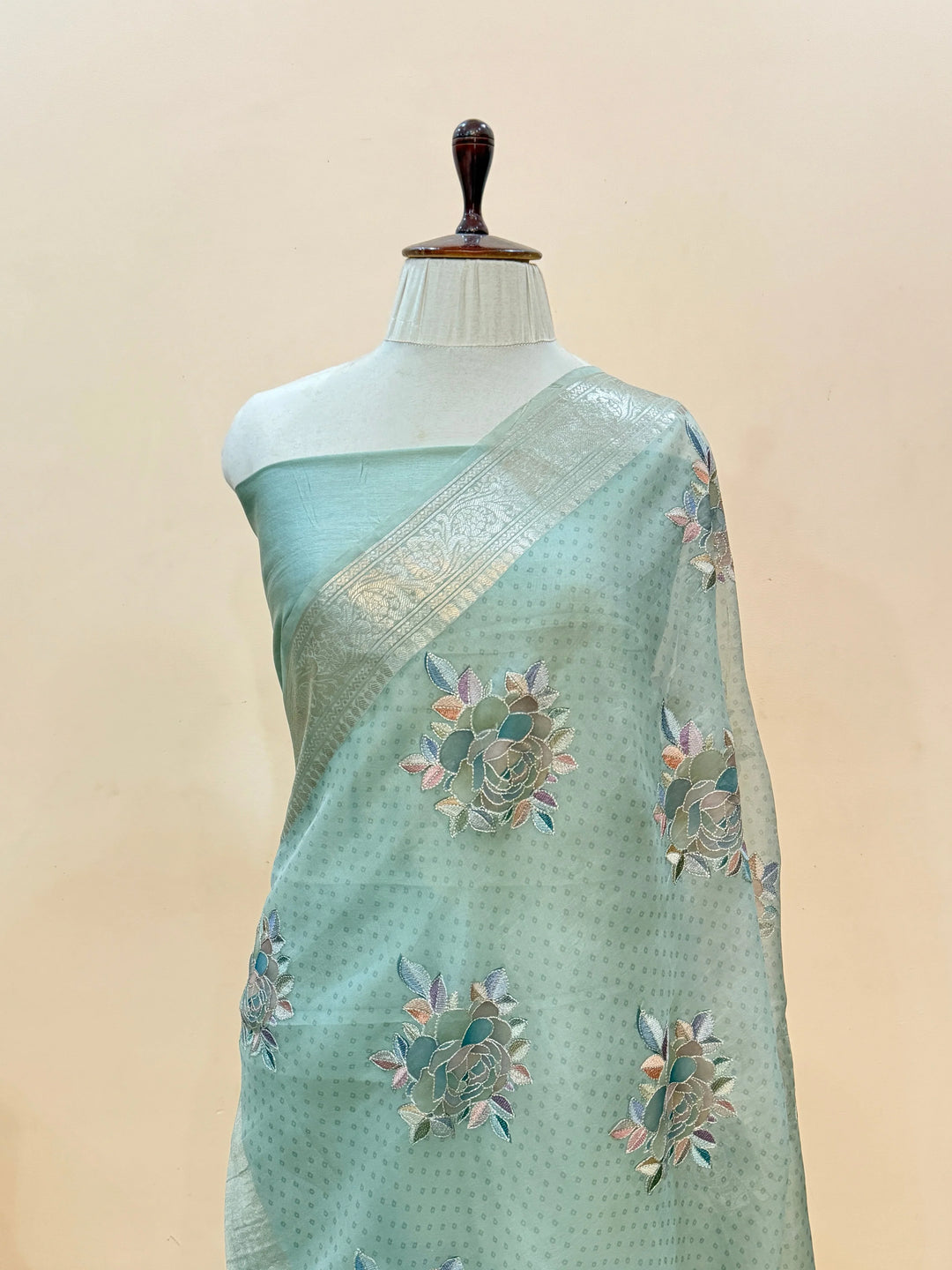 Pure Banarasi Kora Silk Saree with Digital Print & Chiniya Blouse