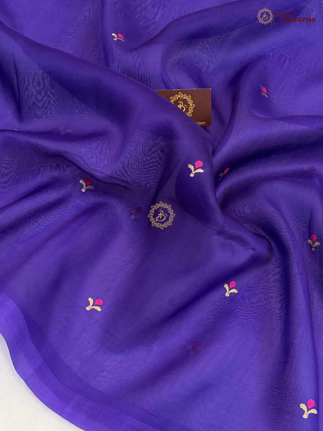 Purple Banarasi Handloom Kora Silk Saree - Aura Benaras