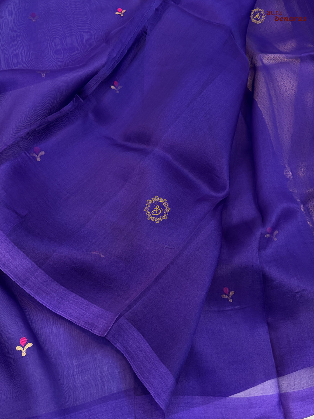 Purple Banarasi Handloom Kora Silk Saree - Aura Benaras