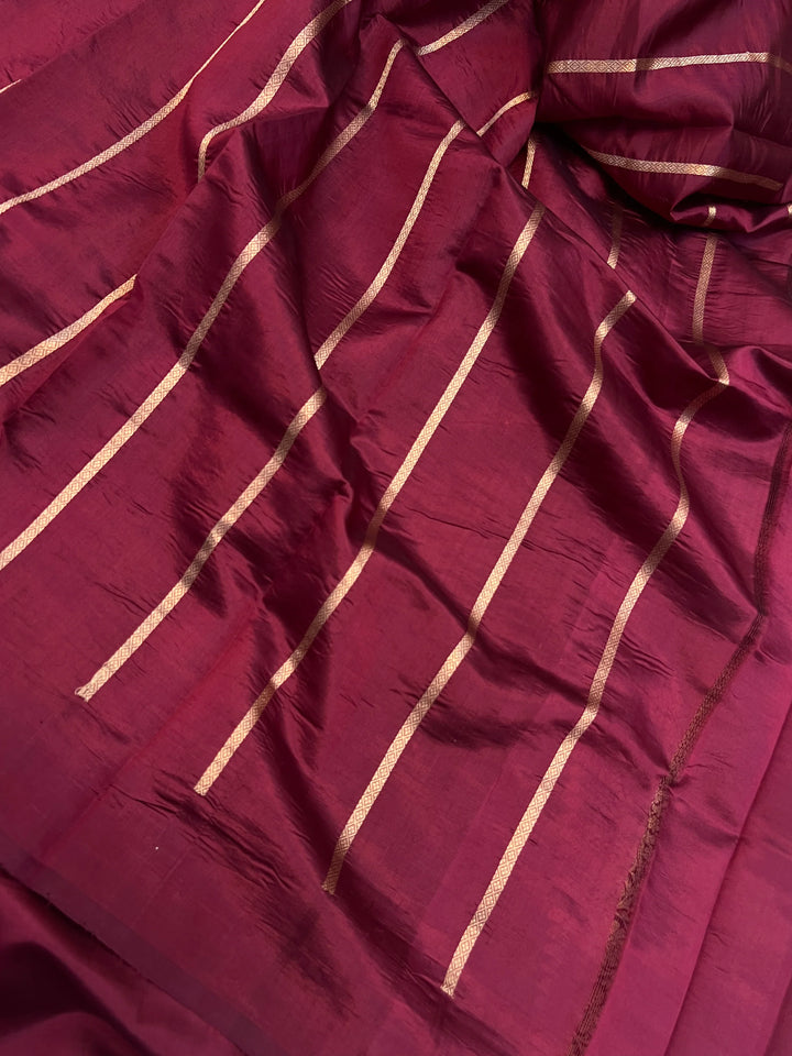 Maroon Banarasi Silk Saree | Kadhwa & Designer Border