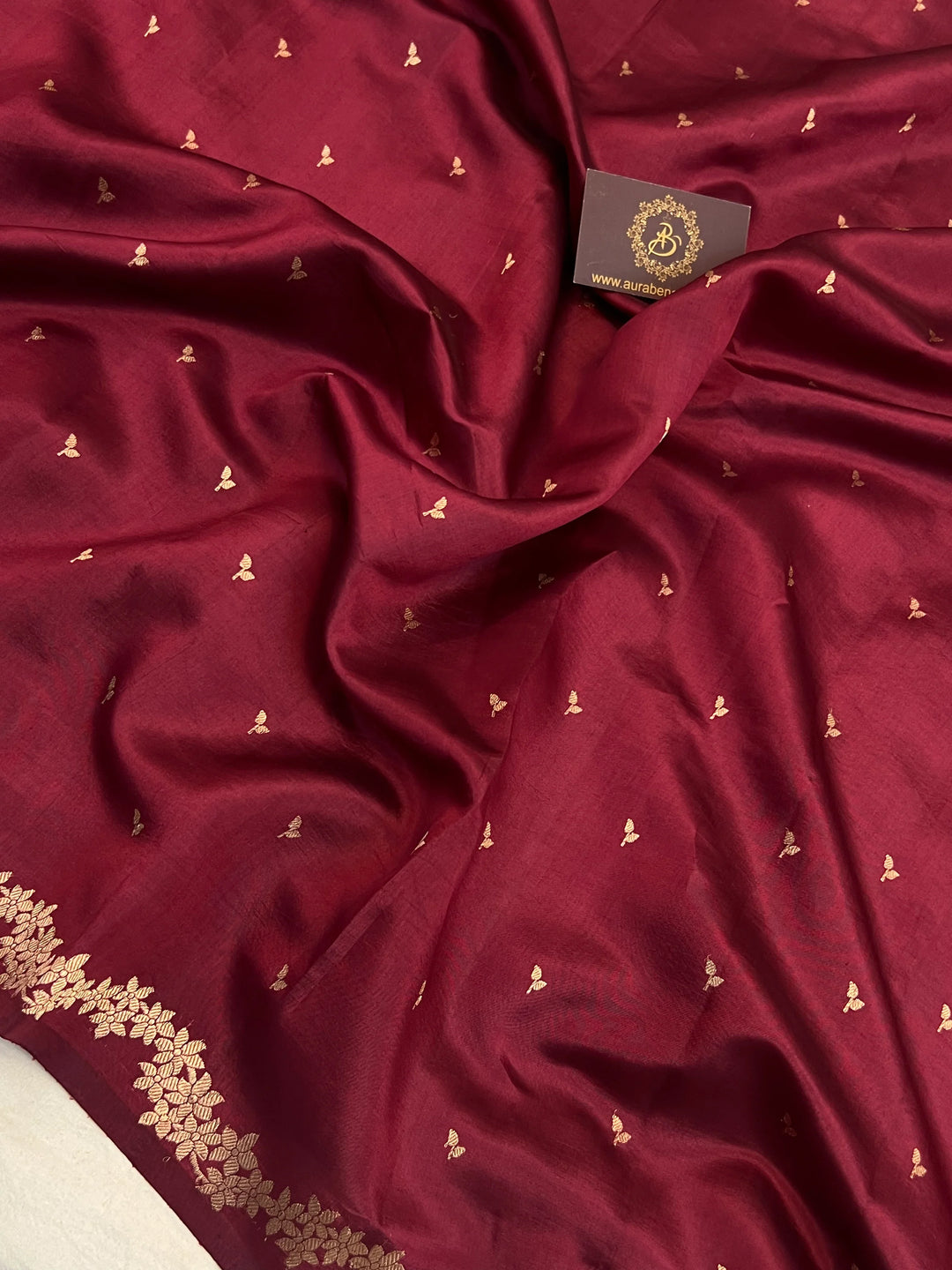 Maroon Banarasi Silk Saree | Kadhwa & Designer Border