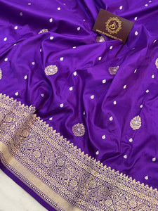 Purple Pure Banarasi Handloom Katan Silk Saree - Aura Benaras