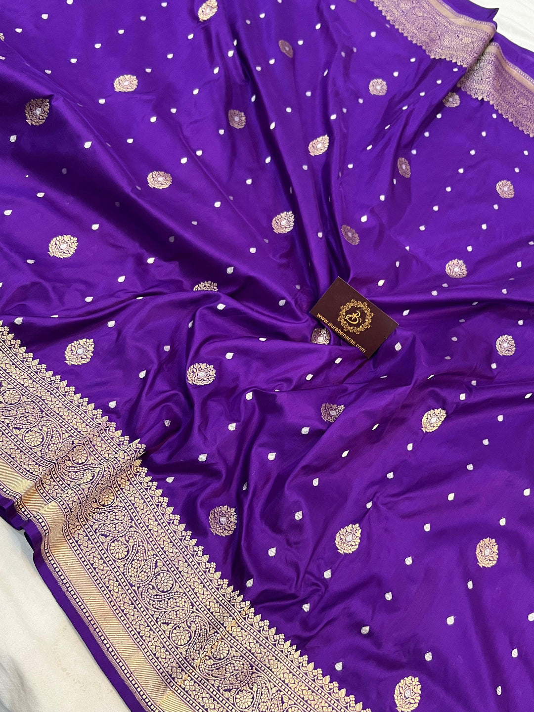 Purple Pure Banarasi Handloom Katan Silk Saree - Aura Benaras