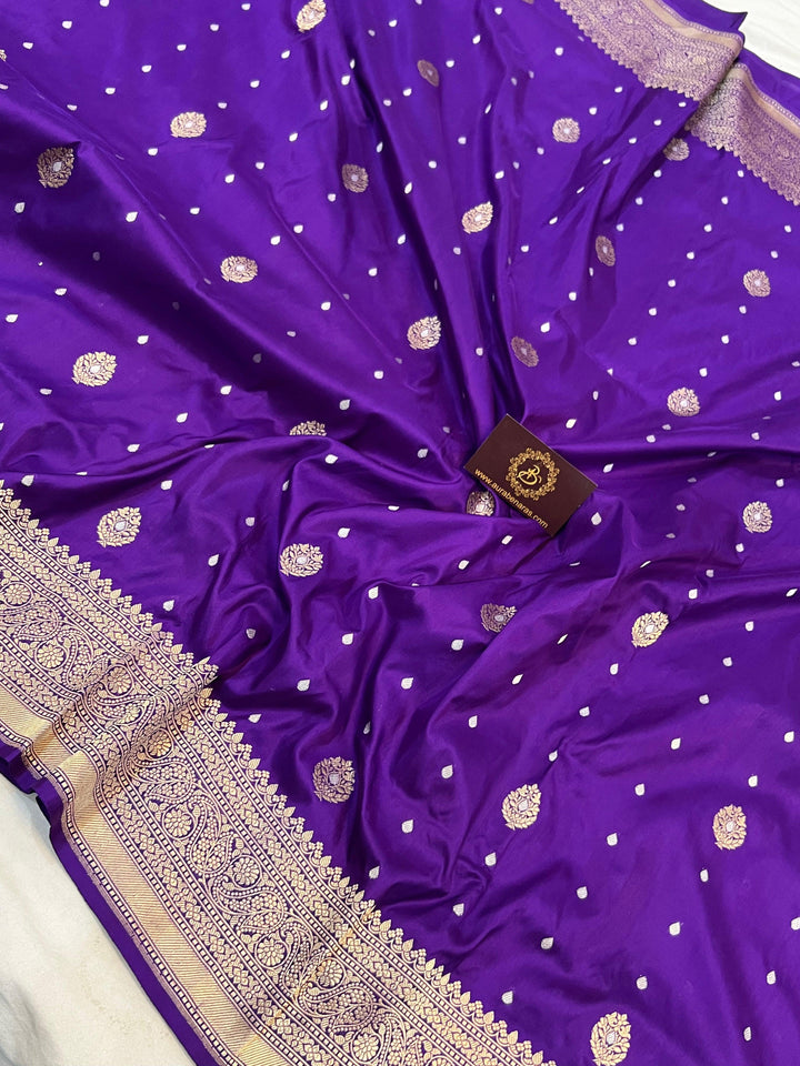 Purple Pure Banarasi Handloom Katan Silk Saree - Aura Benaras