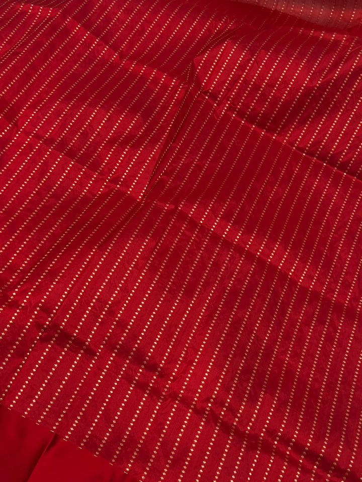 Peacock Katan Silk Saree with Checks, Butas & Ganga Jamuna Border