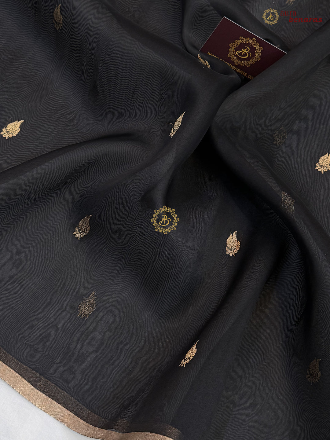 Black Kora Silk Banarasi Saree – Kadhwa Butis in Zari