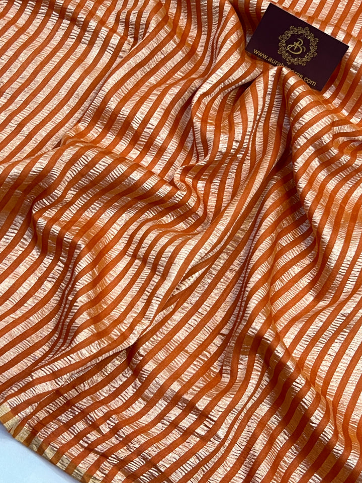 Rust Orange Moonga Silk Handloom Banarasi Saree