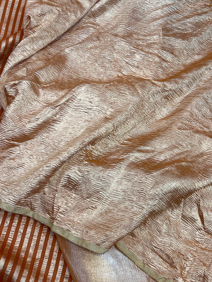 Rust Orange Moonga Silk Handloom Banarasi Saree