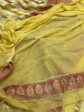 Yellow Rangkaat Pure Banarasi Khaddi Georgette Sareee - Aura Benaras