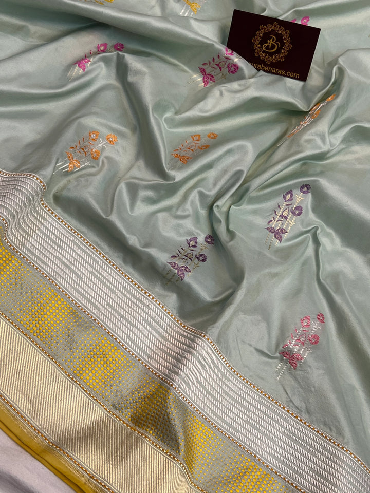 Dirty Martini Shade Pure Katan Silk Handloom Banarasi Saree