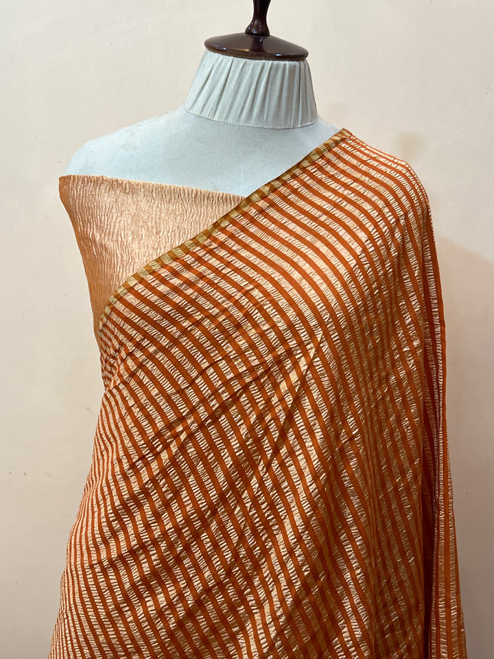 Rust Orange Moonga Silk Handloom Banarasi Saree