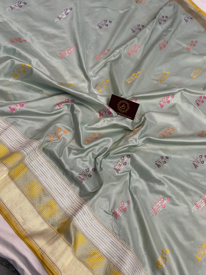 Dirty Martini Shade Pure Katan Silk Handloom Banarasi Saree