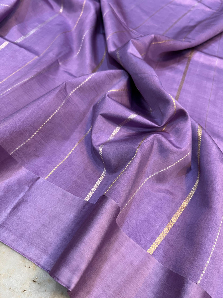 Lavender Pure Banarasi Handloom Silk Saree - Aura Benaras