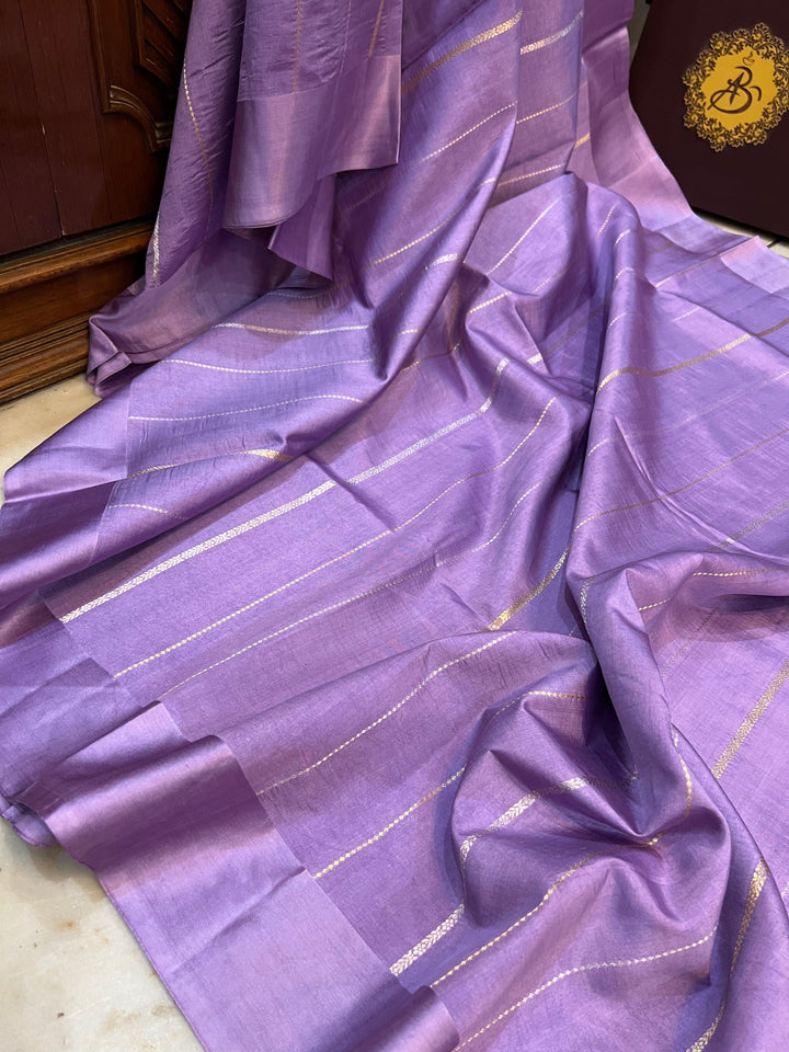 Lavender Pure Banarasi Handloom Silk Saree - Aura Benaras