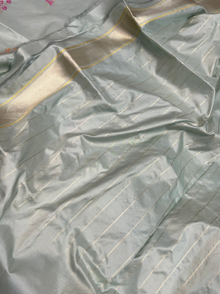 Dirty Martini Shade Pure Katan Silk Handloom Banarasi Saree