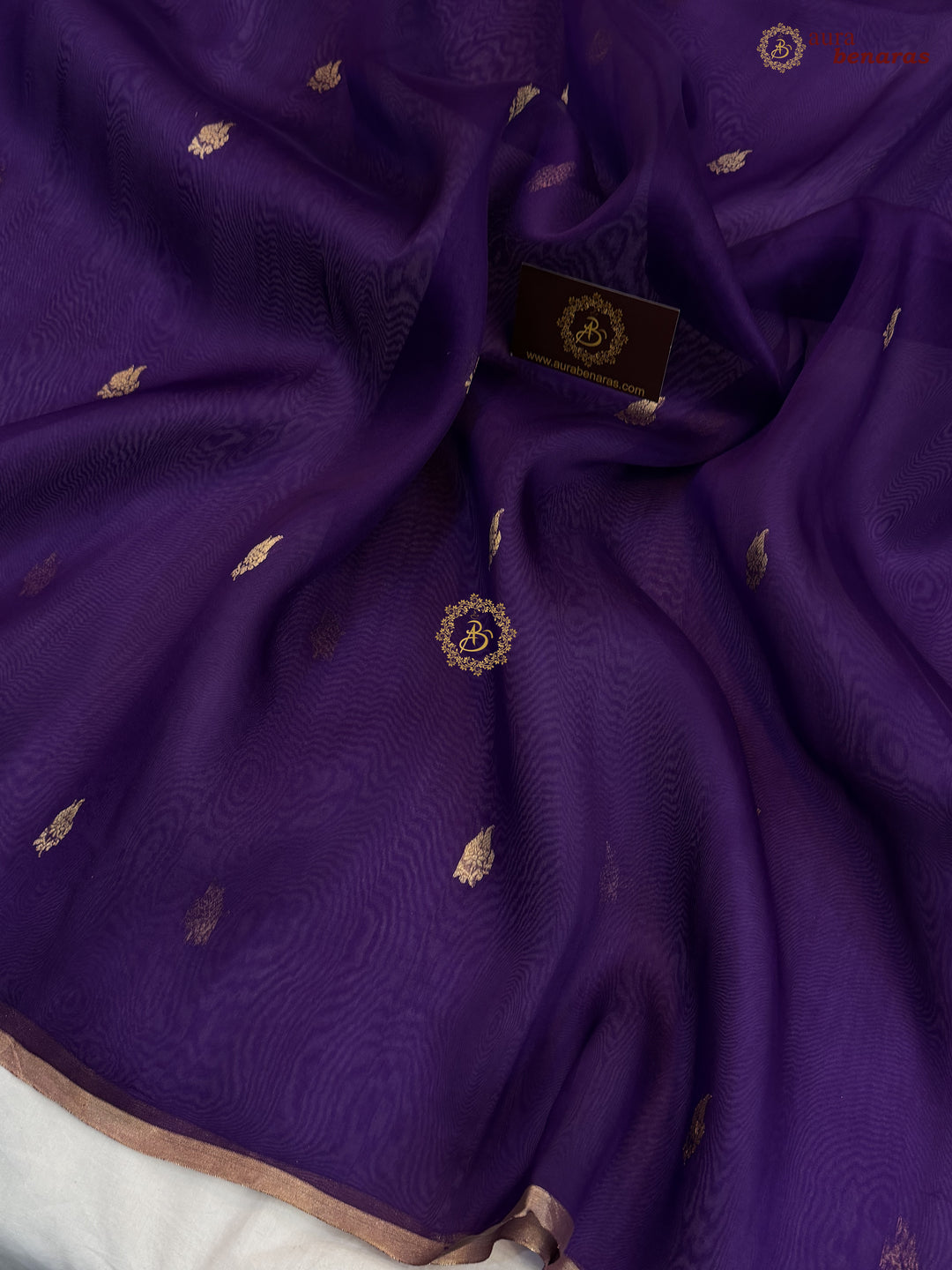 Purple Kora Silk Banarasi Saree – Kadhwa Butis in Zari