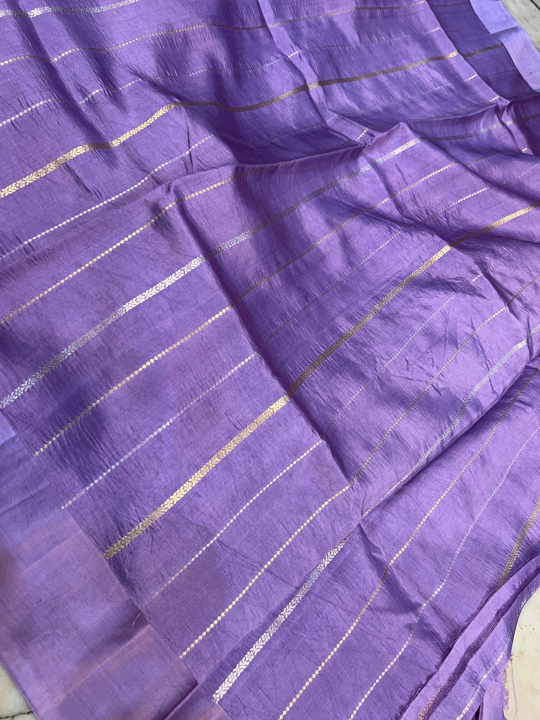 Lavender Pure Banarasi Handloom Silk Saree - Aura Benaras