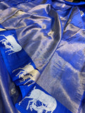 Royal Blue Pure Banarasi Handloom Silk Saree - Aura Benaras