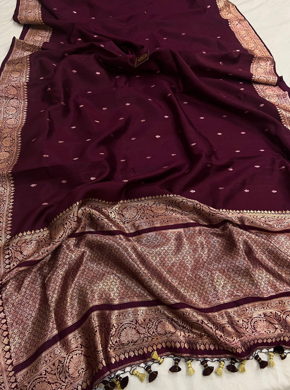 Wine Pure Banarasi Handloom Silk Saree - Aura Benaras