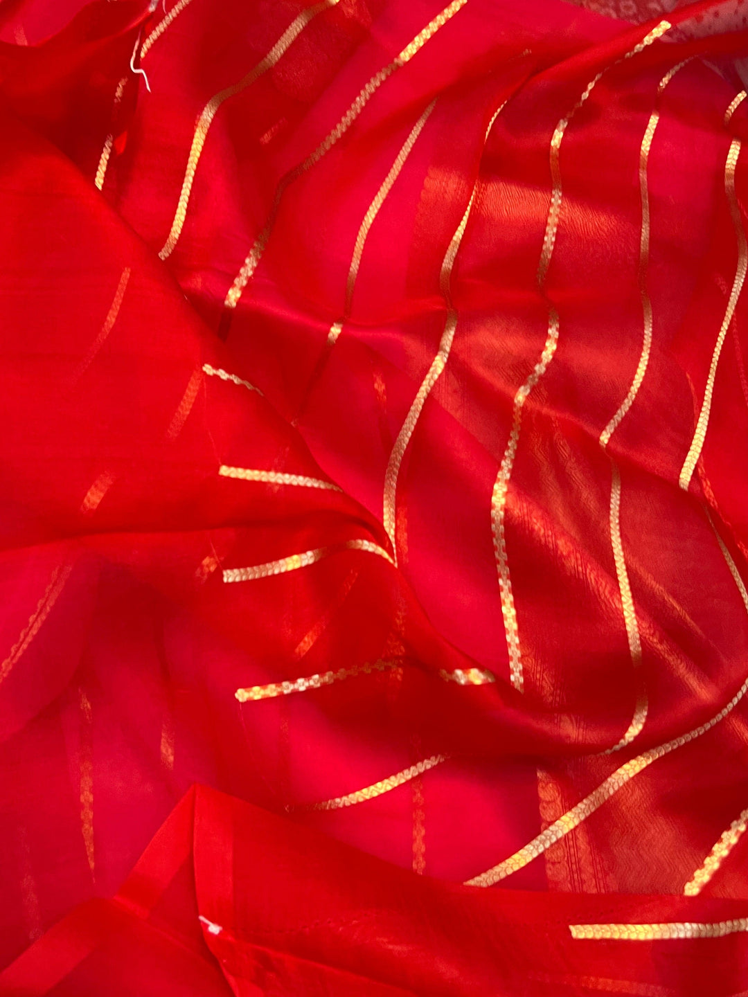 Orange - Red - Rani Shaded Banarasi Handloom Kora Silk Saree - Aura Benaras