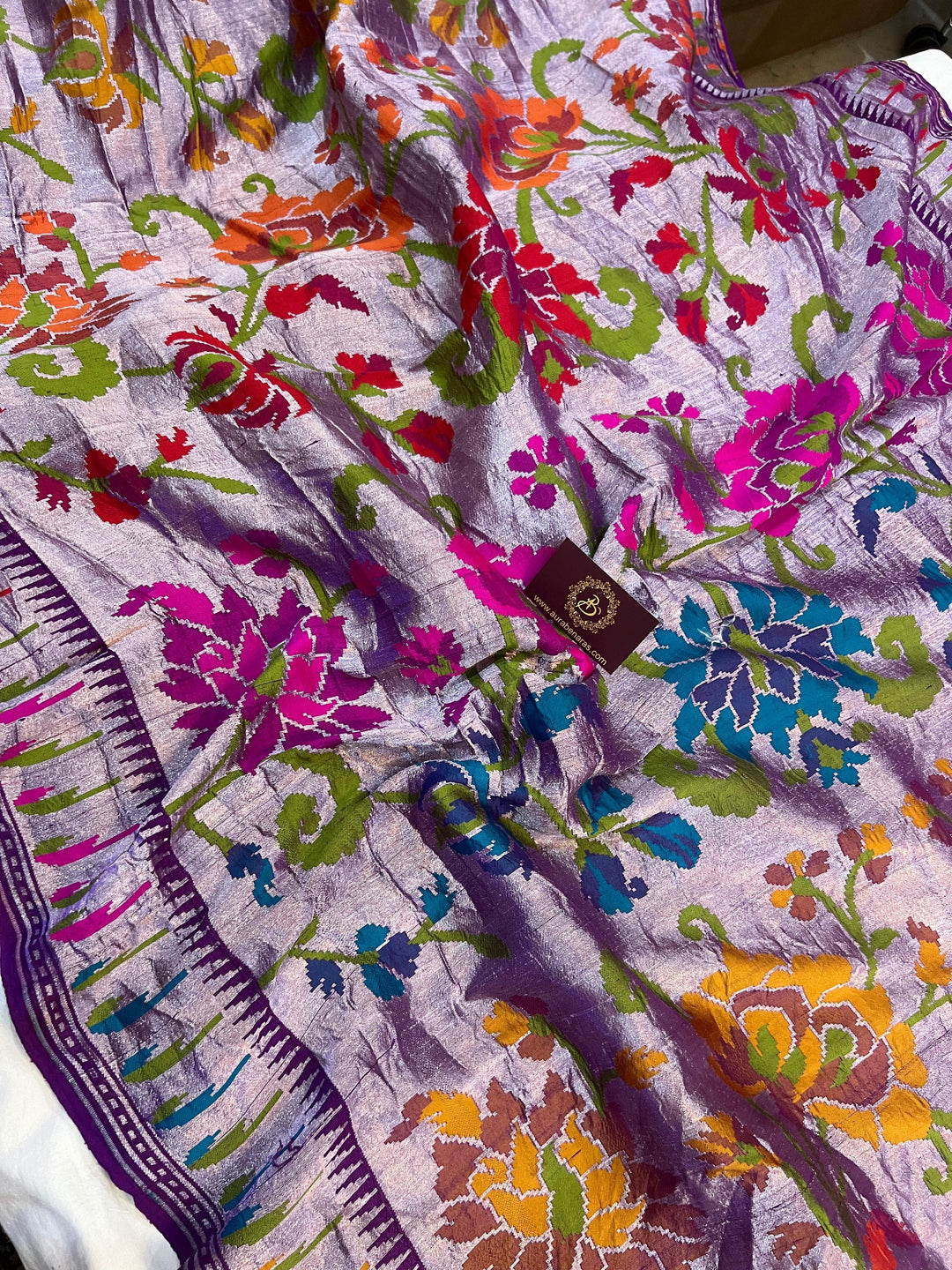 Purple Banarasi Handloom Pure Tussar Georgette Saree