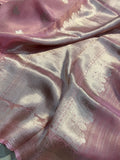 Baby Pink Banarasi Handloom Organza Tissue Silk Saree - Aura Benaras