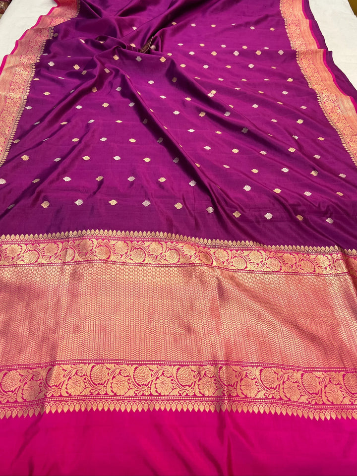 Purple Banarasi Silk Saree | Kadhwa & Designer Border